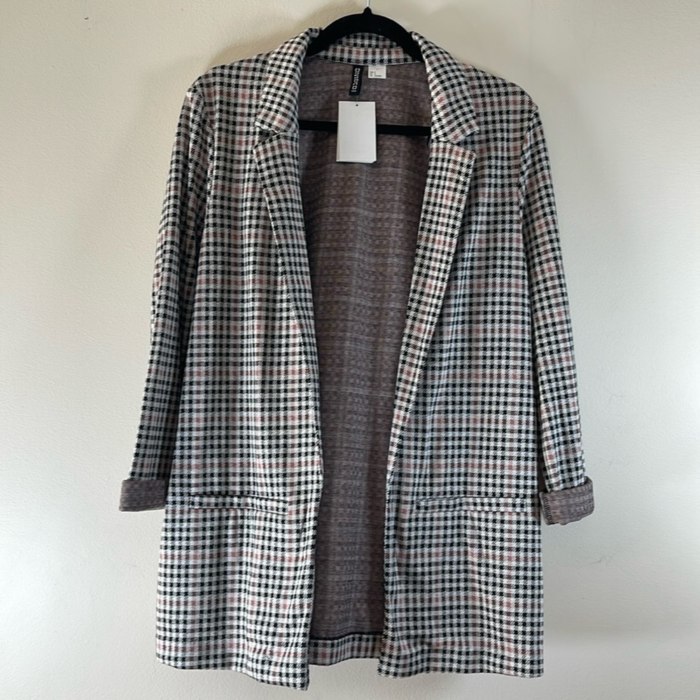 NWT HM HOUNDSTOOTH PLAID BOYFREIND BLAZER SMALL
